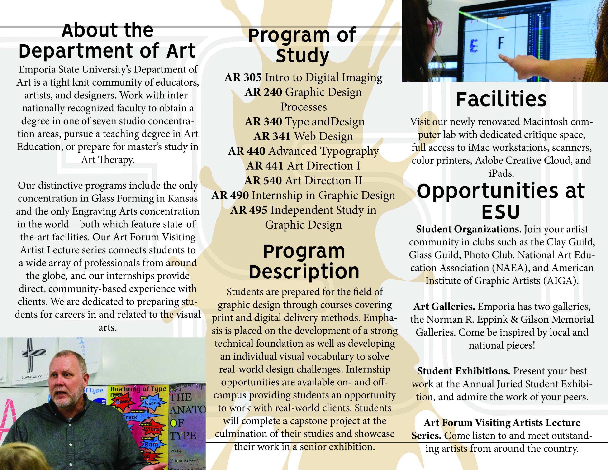 Brochure Inside for ESU Graphic Design
